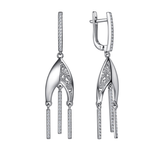Серьги из серебра с фианитами