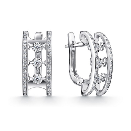 Серьги из серебра с фианитами