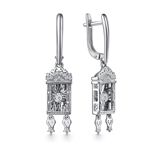 Серьги из серебра с фианитами