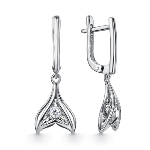 Серьги из серебра с фианитами