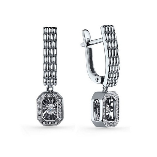 Серьги из серебра с фианитами