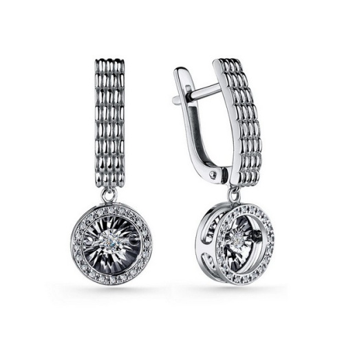 Серьги из серебра с фианитами